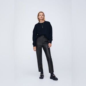 Faux Leather Mom Fit Pants